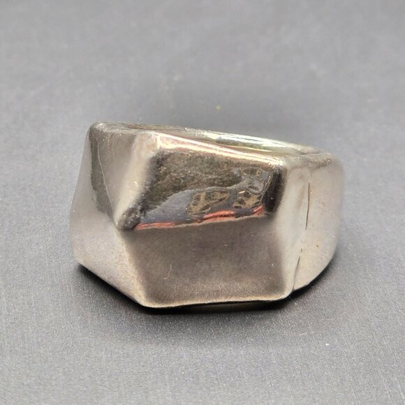 Unbranded Jewelry - VTG Israel Electroform Sterling Silver Geometric Ring Size 7 Modernist 7.82g